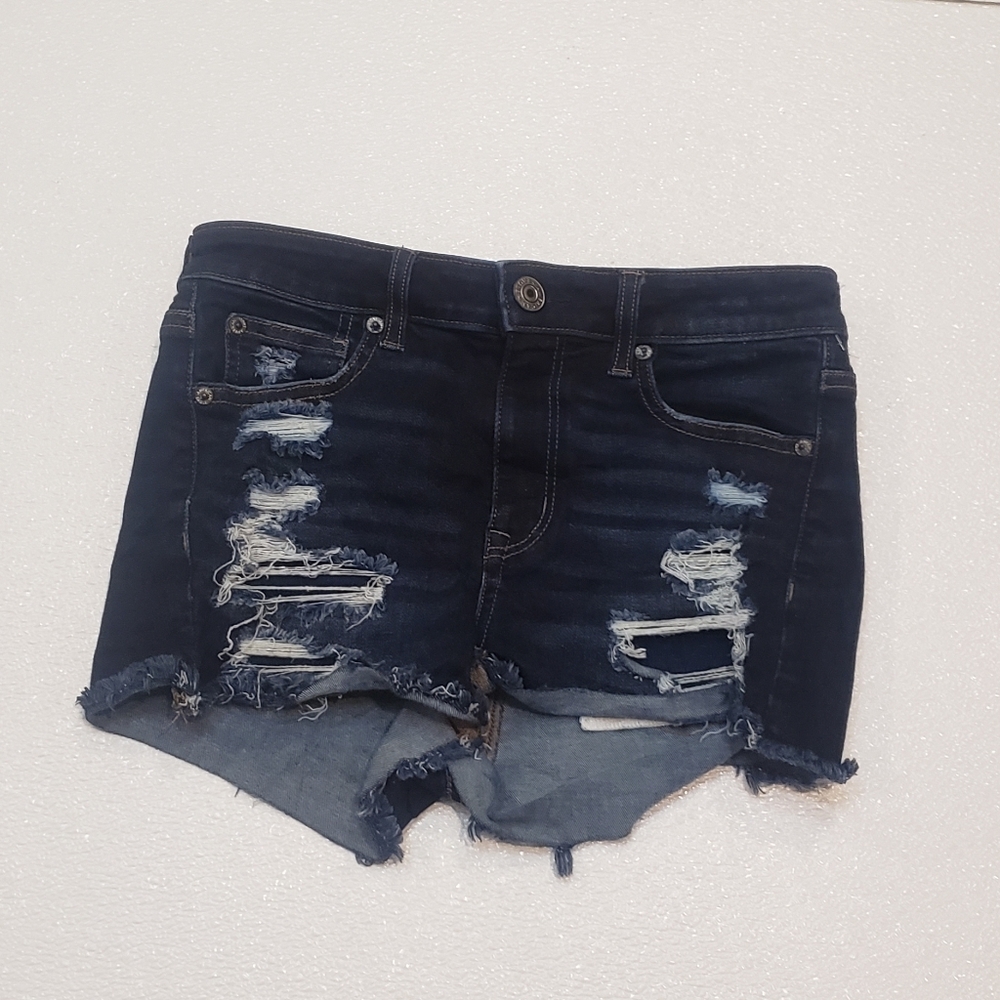 AEO Hi-Rise Shortie  Distressed Shorts